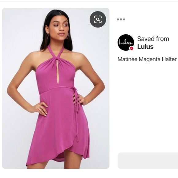 Lulus Dresses & Skirts - NWT Lulu’s Holiday Magenta Halter Wrap Dress
